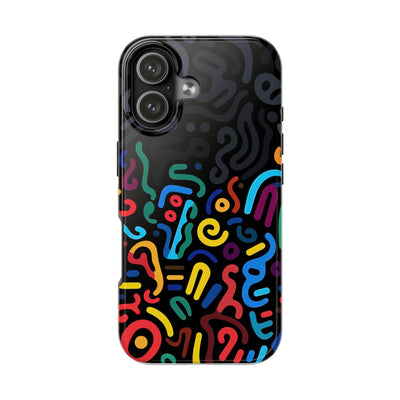 Abstract Neon Doodle Tough Phone Case — Colorful Protective Cover