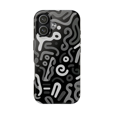 Abstract Black & Gray Tough Phone Case — Modern Protective iPhone Cover